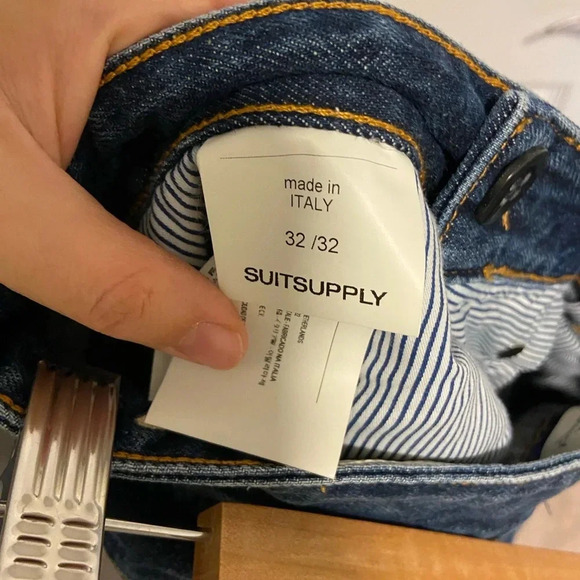 SUITSUPPLY Denim Goods Candiani Jeans Slim Fit Button Fly Mens 32x32 Blue Italy - Picture 5 of 8